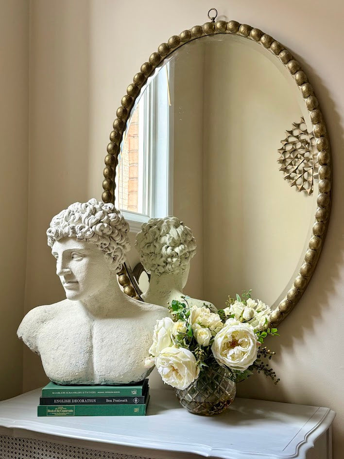 Hand-Sculpted Gilded Bobbin Mirror With Vintage Beveled Glass