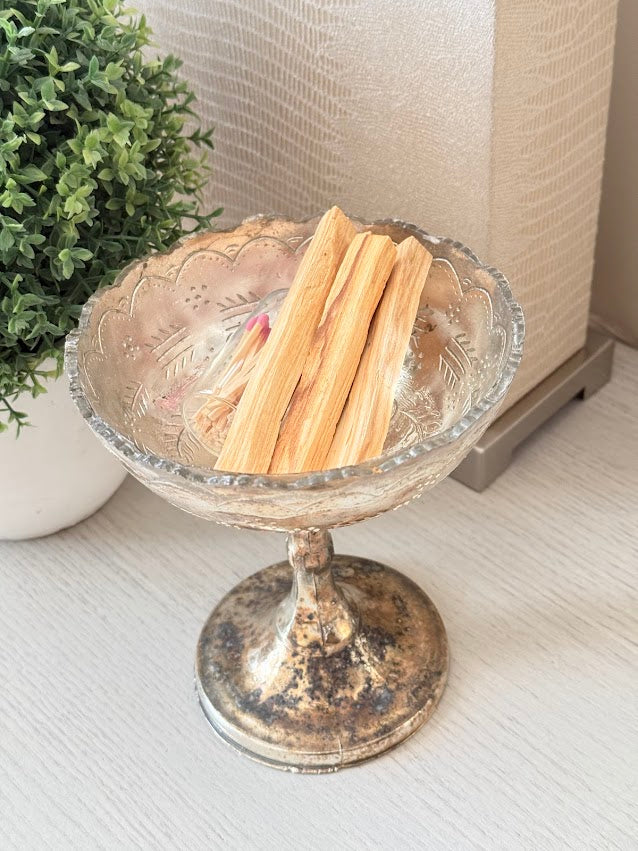 Burnt Gold Mercury Glass Pedestal Bowl
