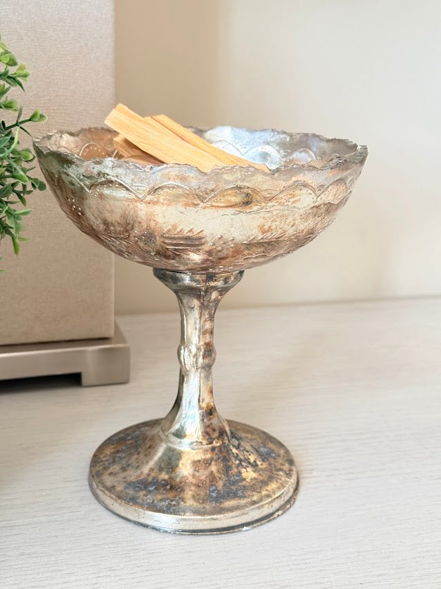 Burnt Gold Mercury Glass Pedestal Bowl