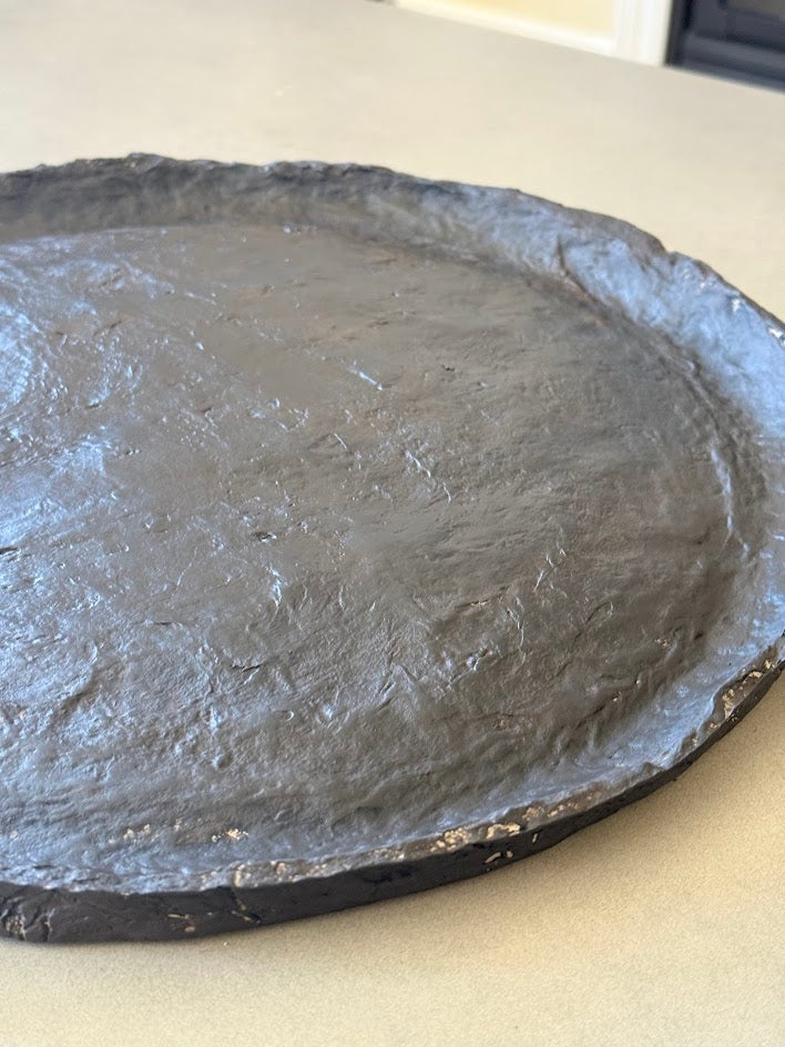 Handmade Paper Mache Styling Tray – Antique Black & Brown