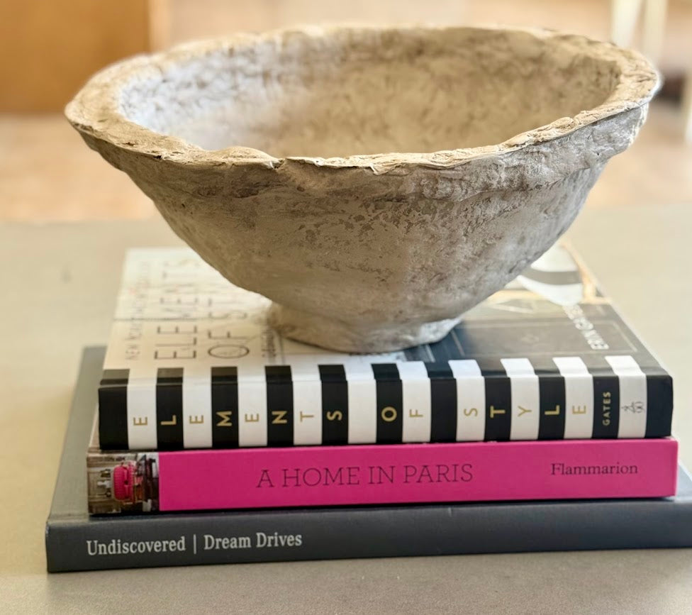 Handmade Paper Mache Asymmetrical Tilted Bowl – 10"