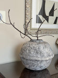 Hand-Sculpted Organic Modern Vessel | Weathered Stone Paper Clay Vase