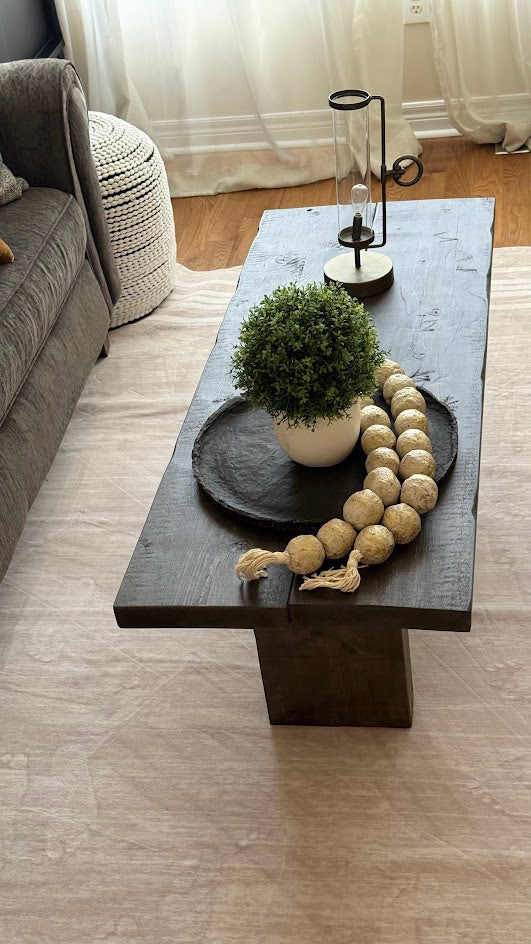 The Hand-Hewn Plank Coffee Table | Rustic Organic Modern Bench Table