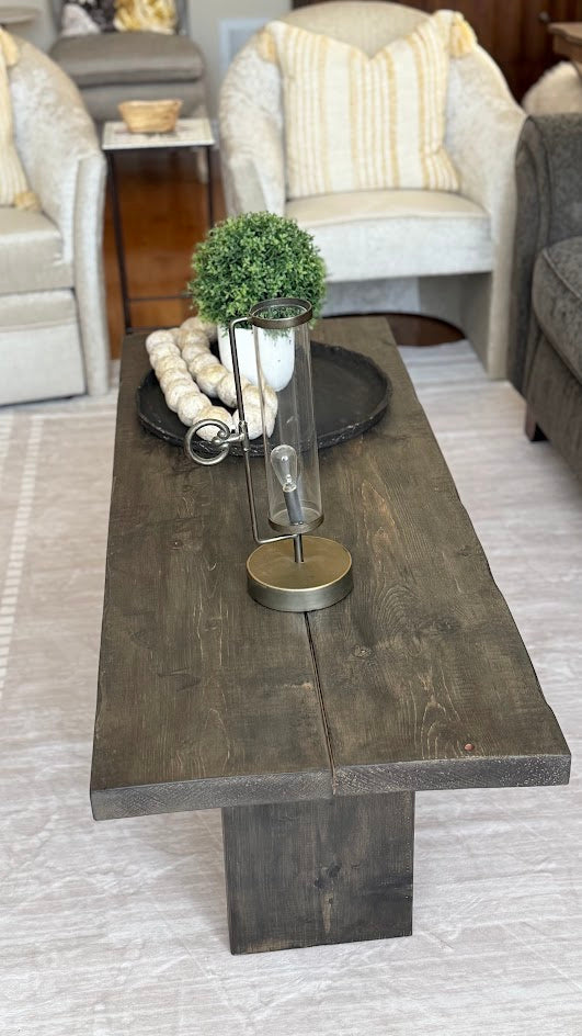 The Hand-Hewn Plank Coffee Table | Rustic Organic Modern Bench Table