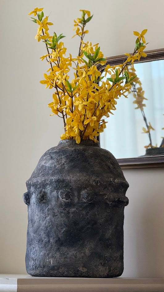 The Obsidian Sculptural Vessel | 16" Hand-Textured Charcoal Urn