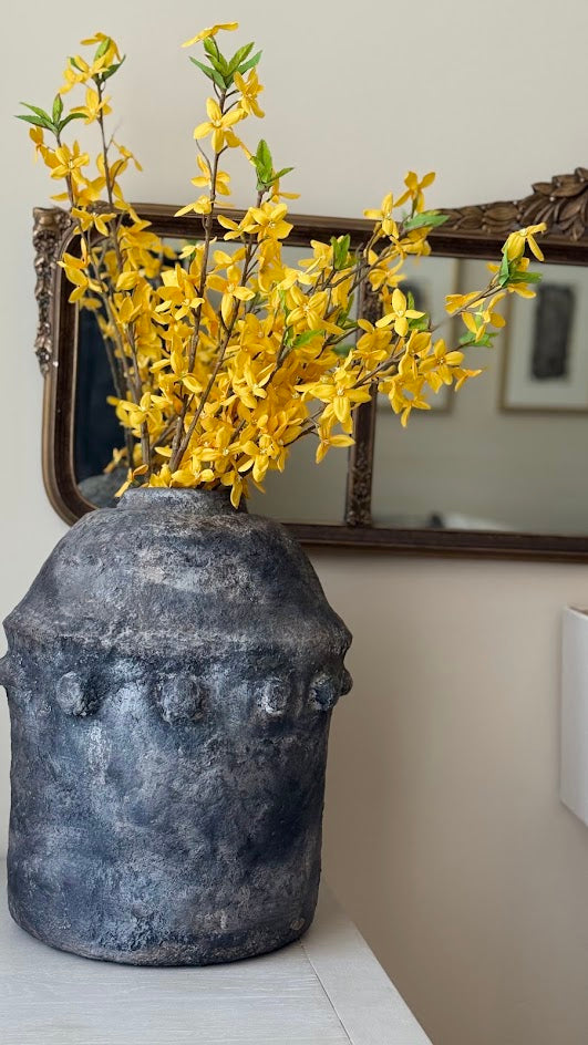 The Obsidian Sculptural Vessel | 16" Hand-Textured Charcoal Urn