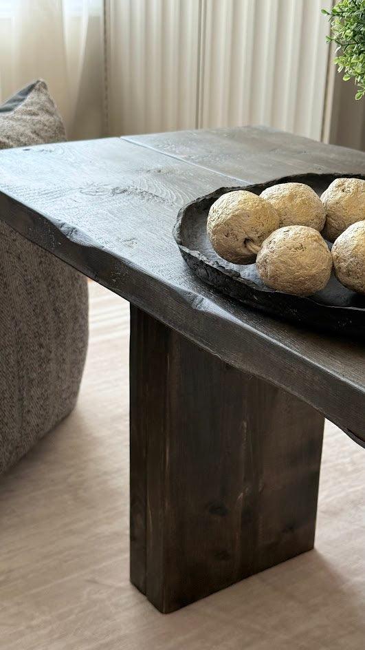 The Hand-Hewn Plank Coffee Table | Rustic Organic Modern Bench Table