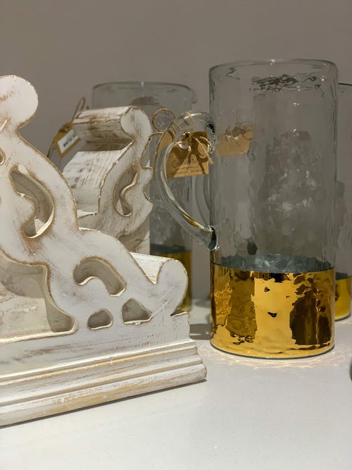 Gold Dipped Glass Pitcher