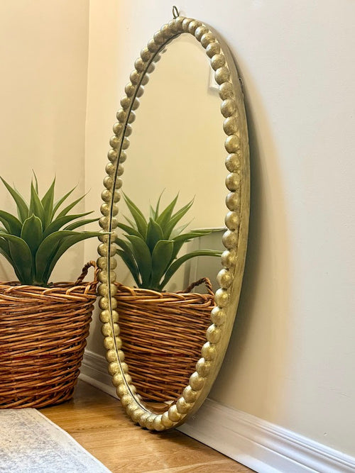 Hand-Sculpted Gilded Bobbin Mirror With Vintage Beveled Glass